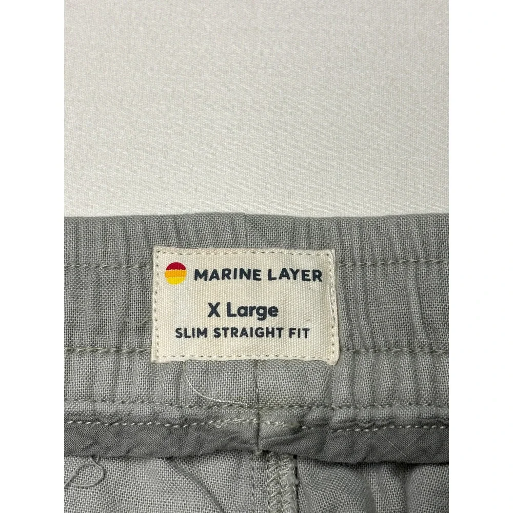 Marine Layer Men XL W38 L32 Slim Straight Fit Grey Drawstring Pants Cotton Blend
